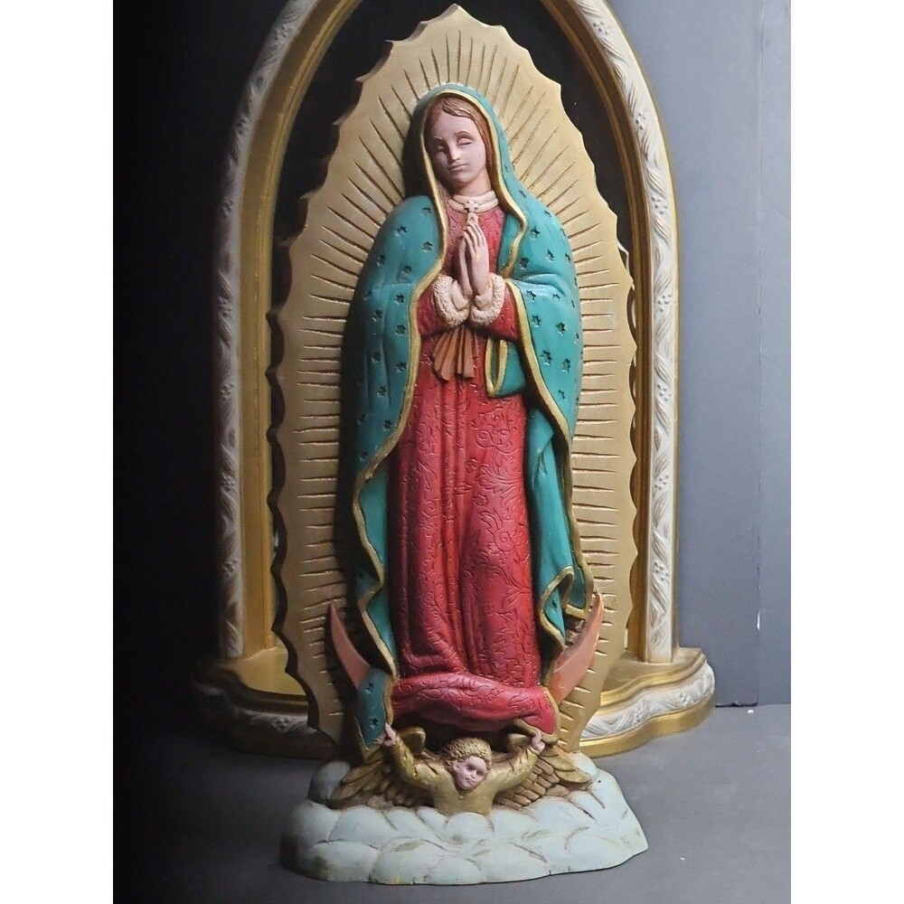 Home Reflections Our Lady of Guadalupe Statue Mirrored Arch Frame 16.75" Virgen - Picture 6 of 8